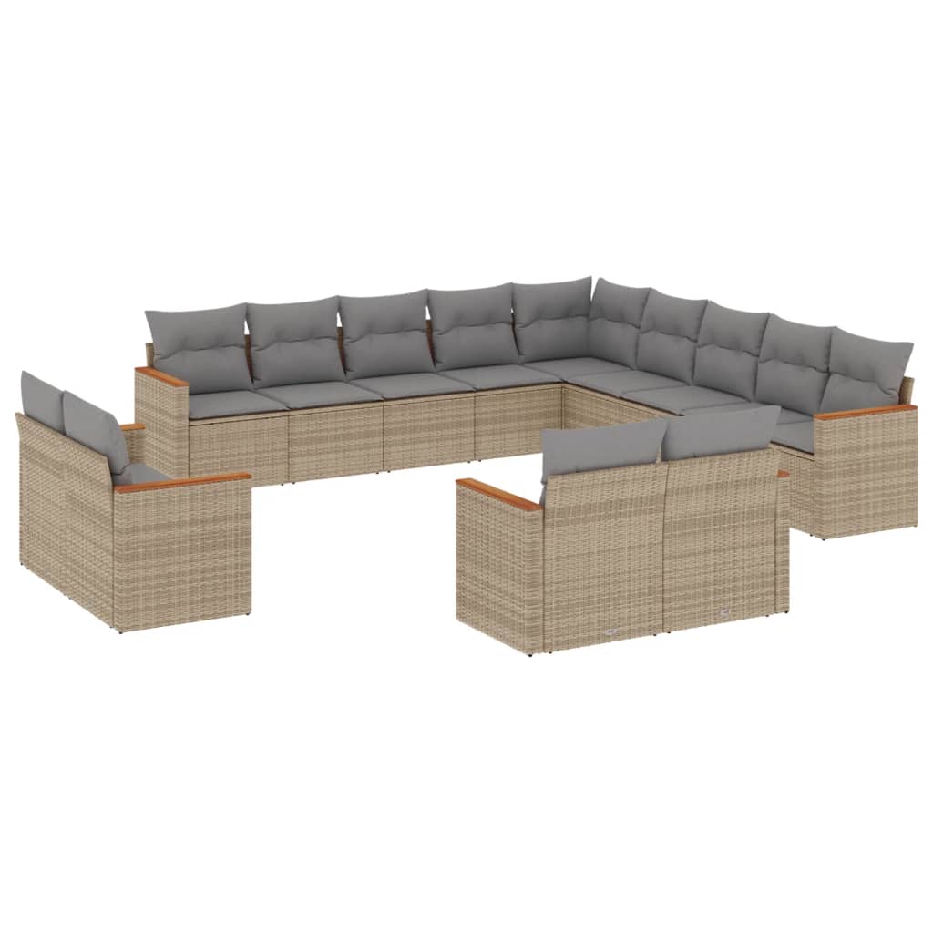 13-dijelni set vrtnih sofa s jastucima bež od poliratana