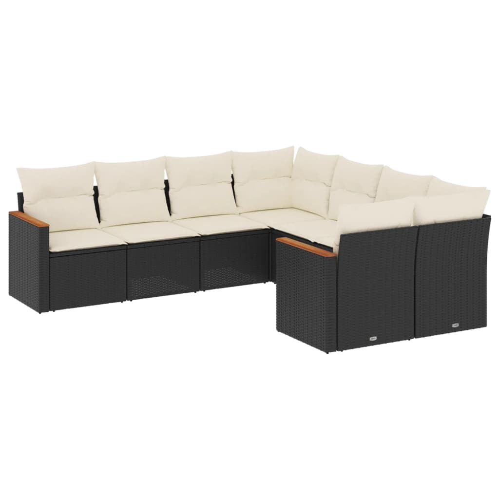 8-dijelni set vrtnih sofa od poliratana s jastucima crni