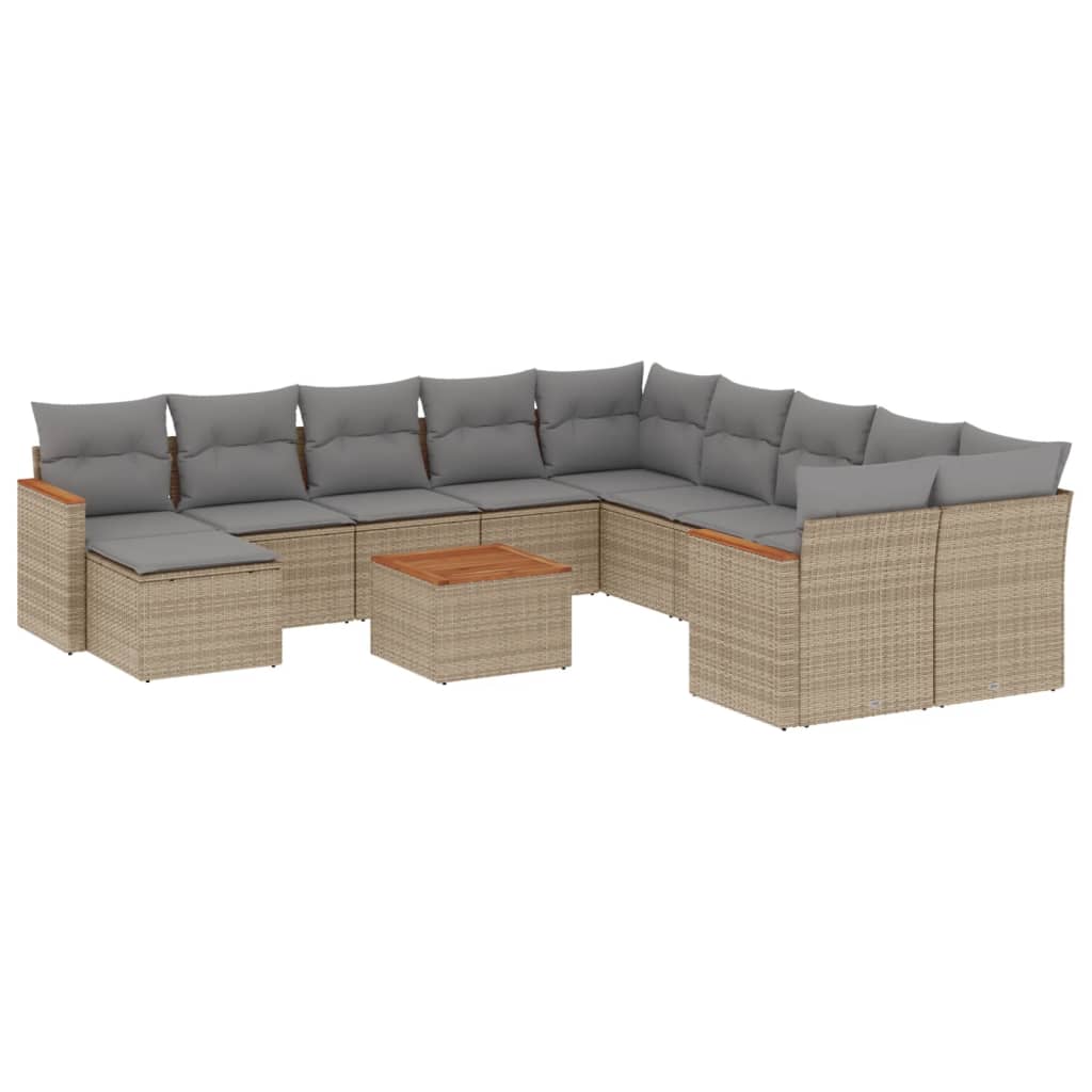 12-dijelni set vrtnih sofa s jastucima bež od poliratana
