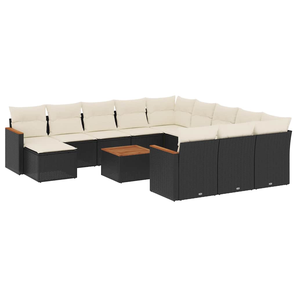 13-dijelni set vrtnih sofa s jastucima poliratan crni