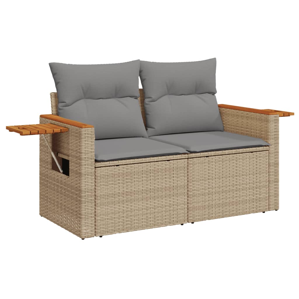 5-dijelni vrtni set sofa s jastucima bež od poliratana