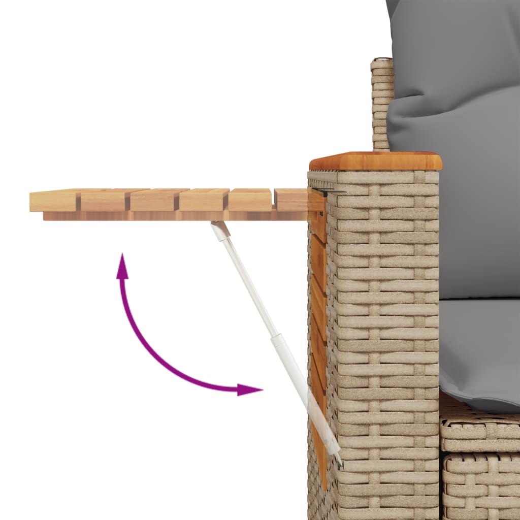 5-dijelni vrtni set sofa s jastucima bež od poliratana