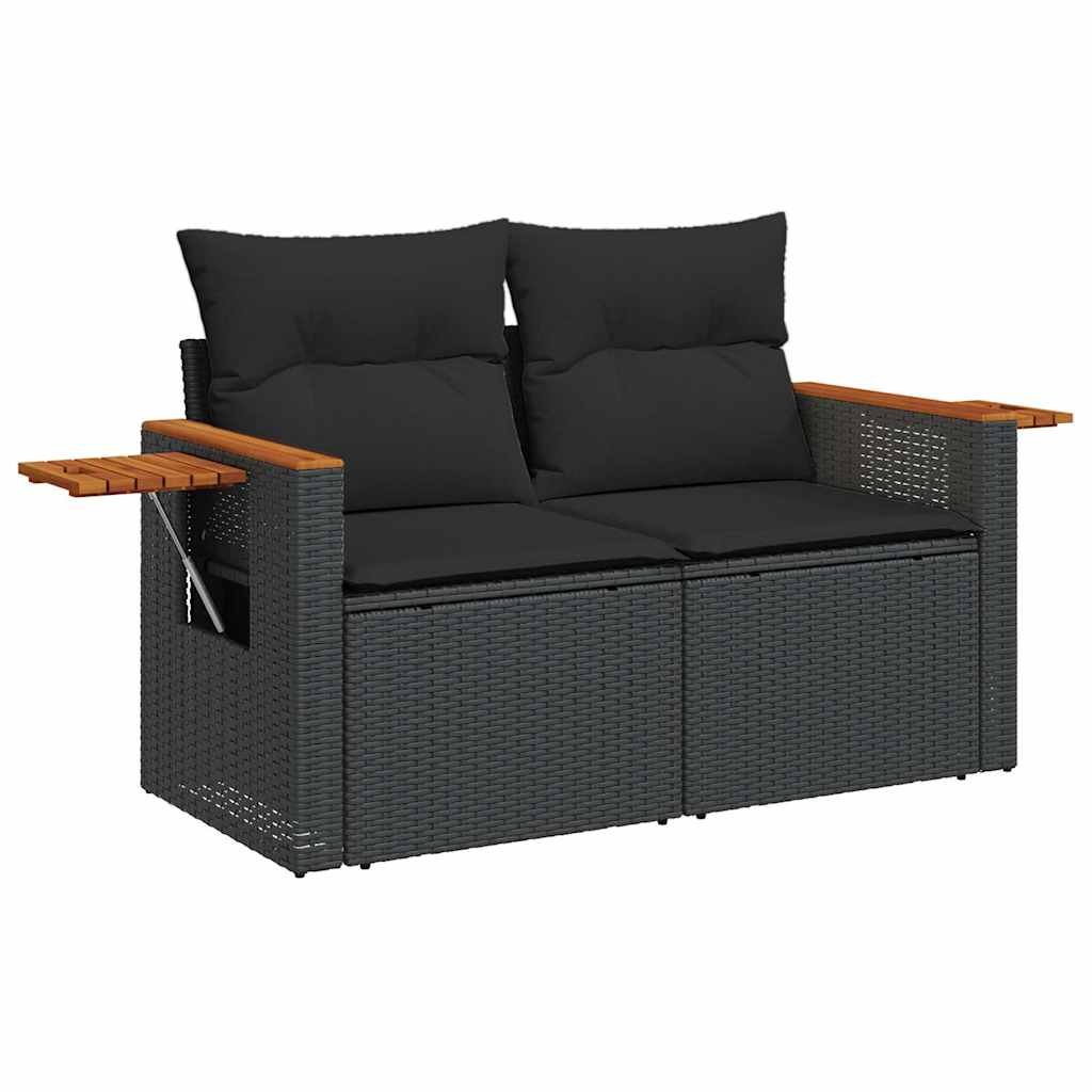6-dijelni set vrtnih sofa s jastucima crni od poliratana
