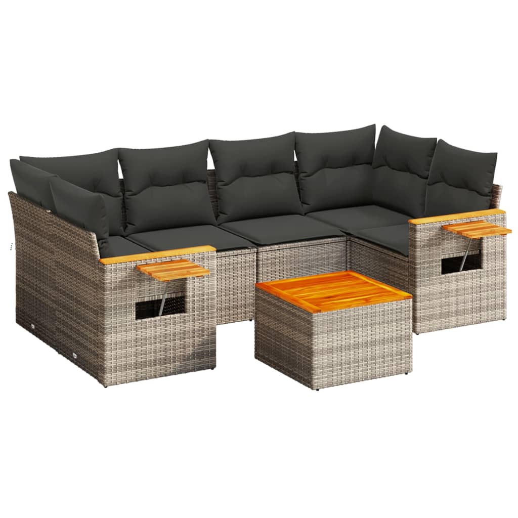 7-dijelni set vrtnih sofa sivi od poliratana