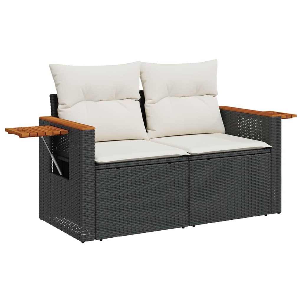 9-dijelni set vrtnih sofa s jastucima crni od poliratana