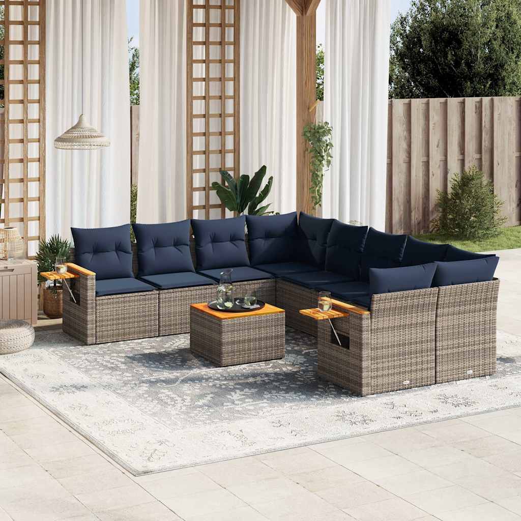 9-dijelni set vrtnih sofa s jastucima od poliratana