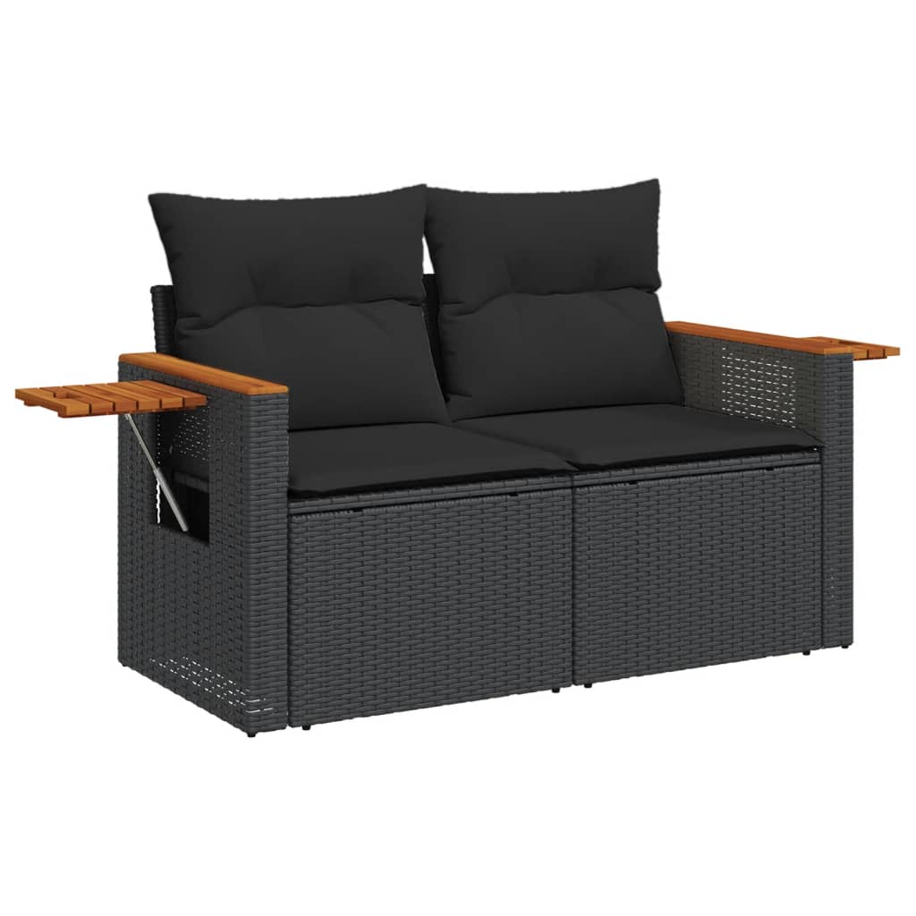 4-dijelni set vrtnih sofa od poliratana s jastucima crni