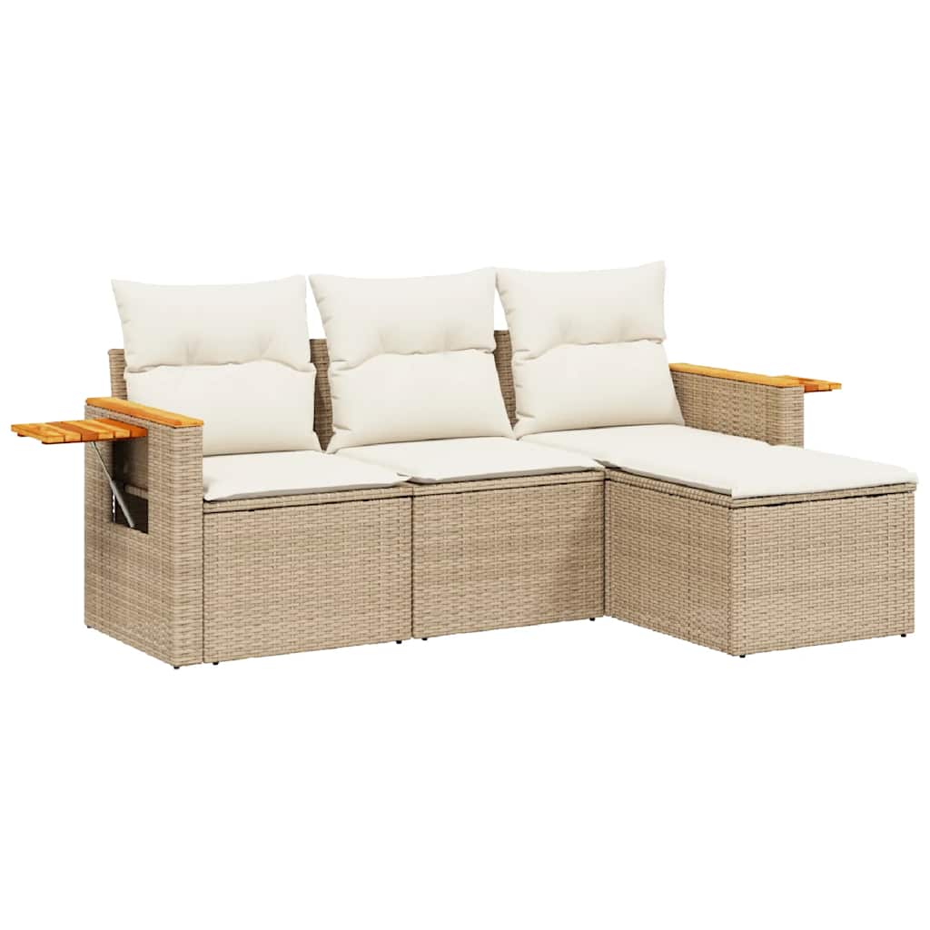 4-dijelni set vrtnih sofa s jastucima bež od poliratana