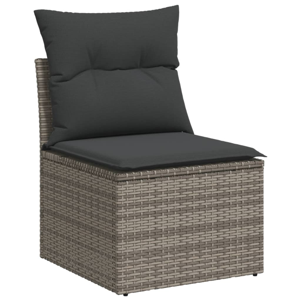 4-dijelni set vrtnih sofa od poliratana s jastucima sivi