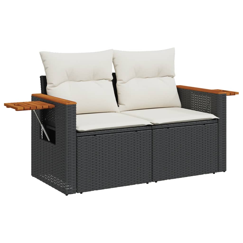 4-dijelni set vrtnih sofa od poliratana s jastucima crni