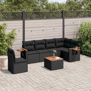 7-dijelni set vrtnih sofa od poliratana s jastucima crni