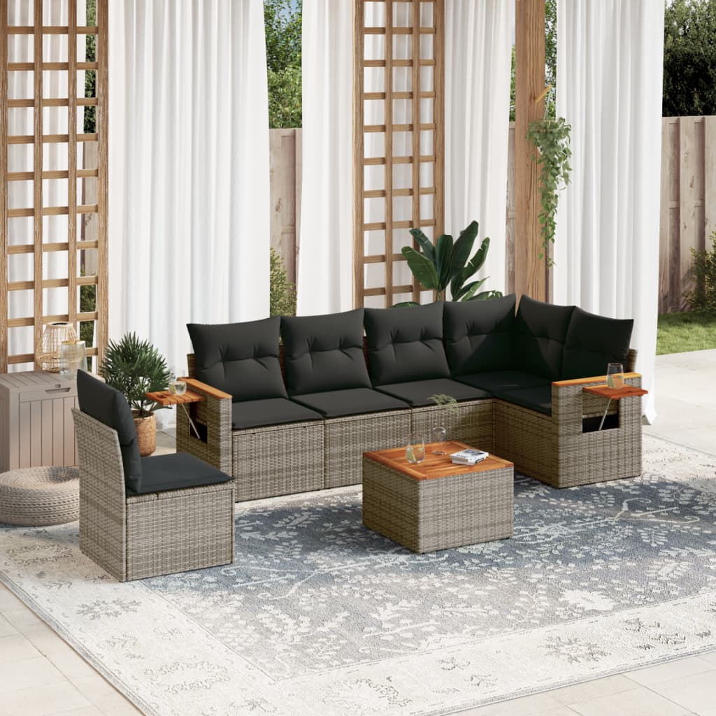 7-dijelni set vrtnih sofa sivi od poliratana