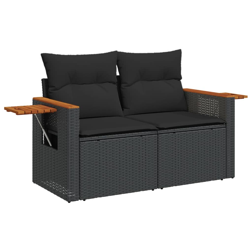 9-dijelni set vrtnih sofa s jastucima crni od poliratana