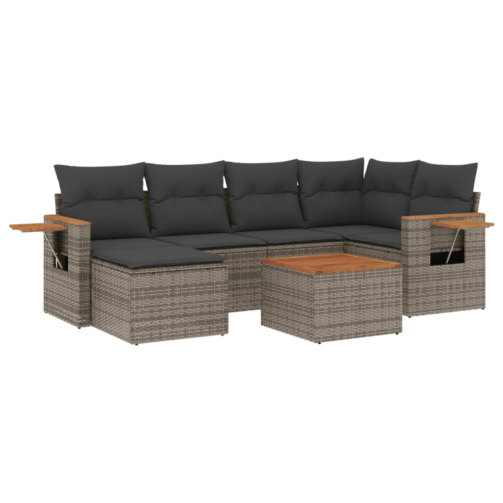 7-dijelni set vrtnih sofa sivi od poliratana