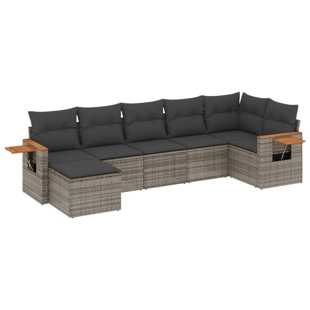 7-dijelni set vrtnih sofa sivi od poliratana