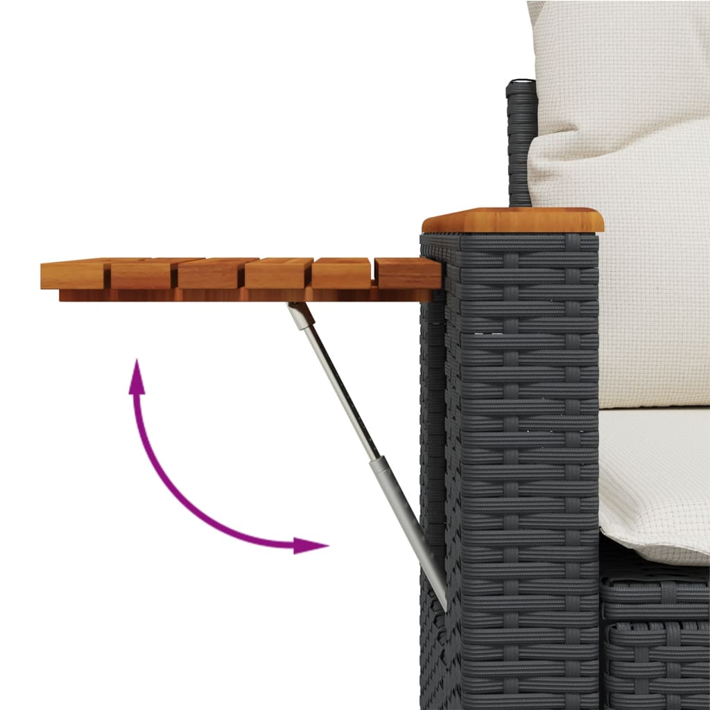 8-dijelni set vrtnih sofa od poliratana s jastucima crni