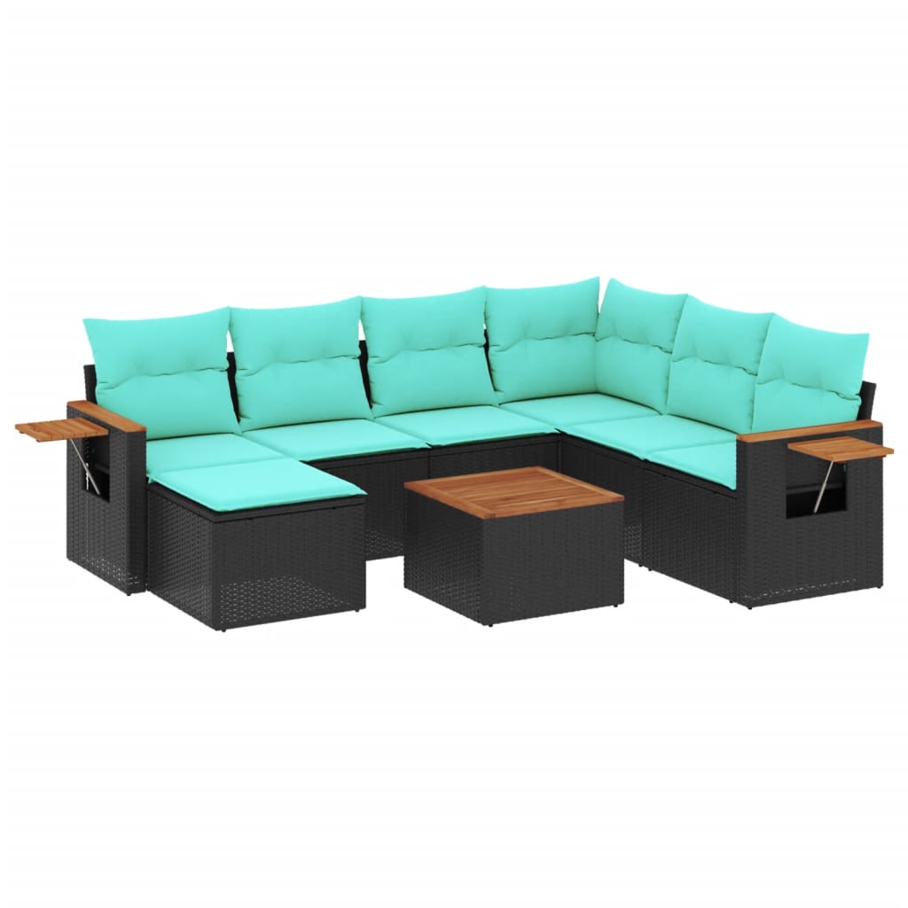 8-dijelni set vrtnih sofa od poliratana s jastucima crni Crna 85 x 62 x 69 cm