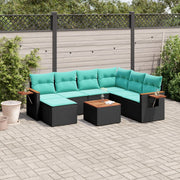 8-dijelni set vrtnih sofa od poliratana s jastucima crni Crna 85 x 62 x 69 cm