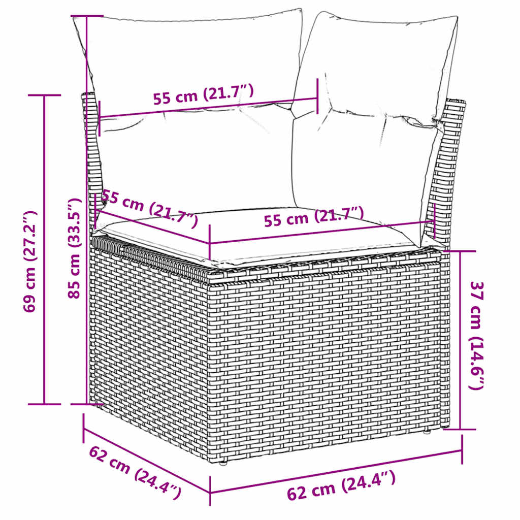 8-dijelni set vrtnih sofa od poliratana s jastucima sivi