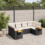 6-dijelni set vrtnih sofa s jastucima crni od poliratana Crna 85 x 62 x 69 cm