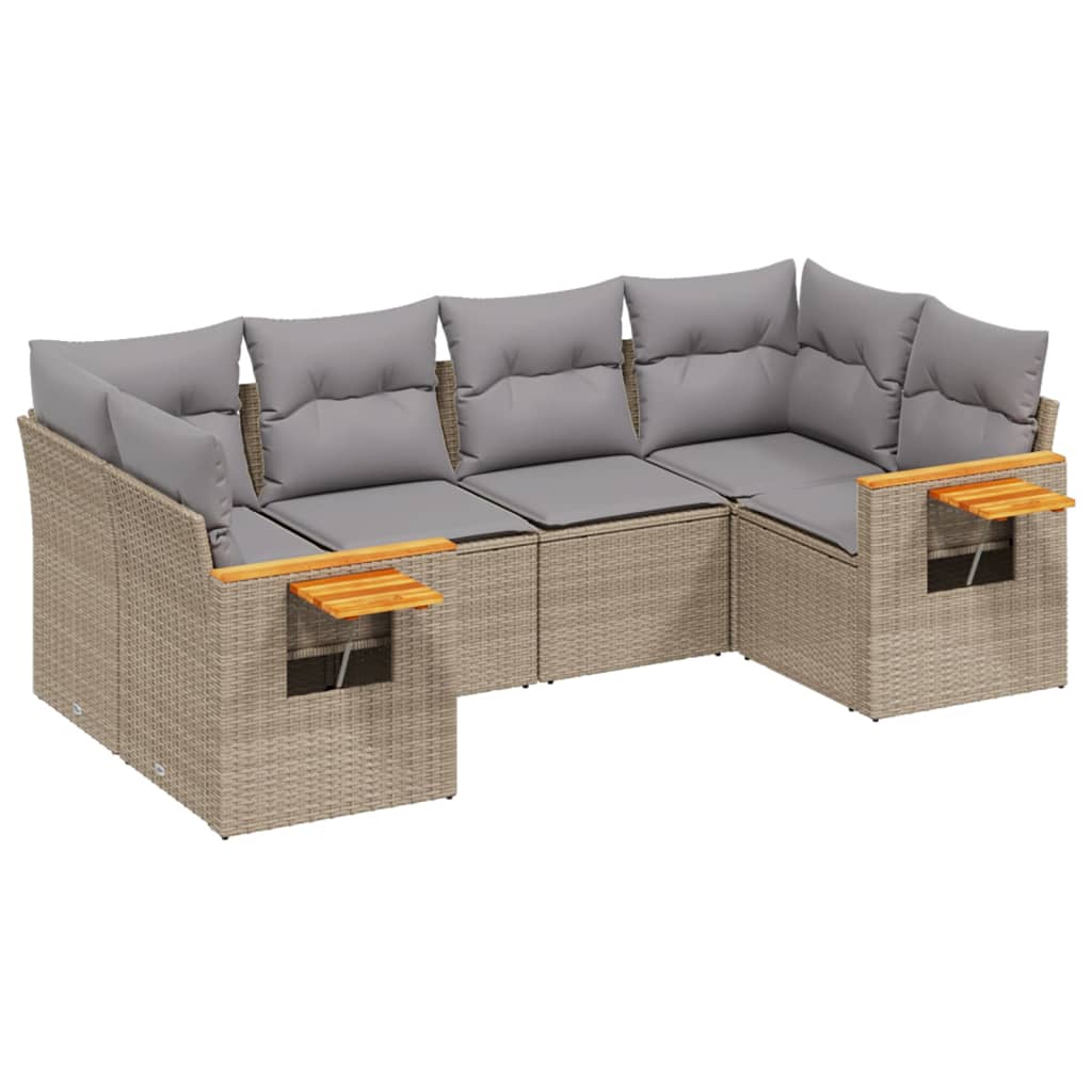 6-dijelni set vrtnih sofa s jastucima bež od poliratana 85 x 62 x 69 cm