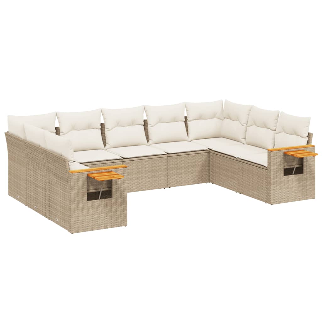 9-dijelni set vrtnih sofa s jastucima bež od poliratana