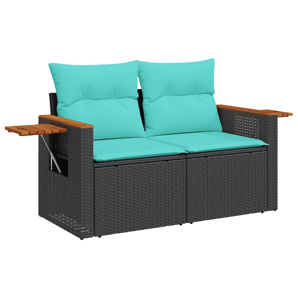 10-dijelni set vrtnih sofa od poliratana s jastucima crni