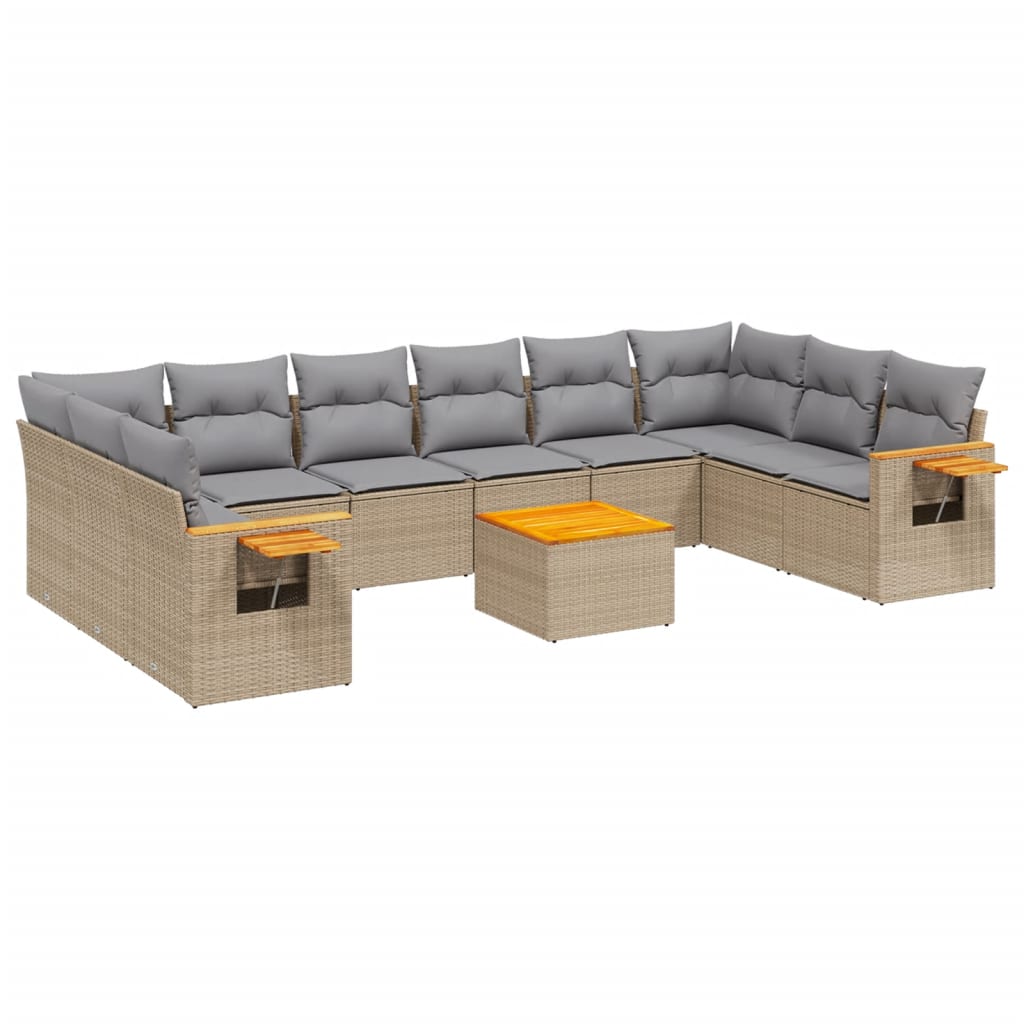11-dijelni set vrtnih sofa od poliratana s jastucima bež