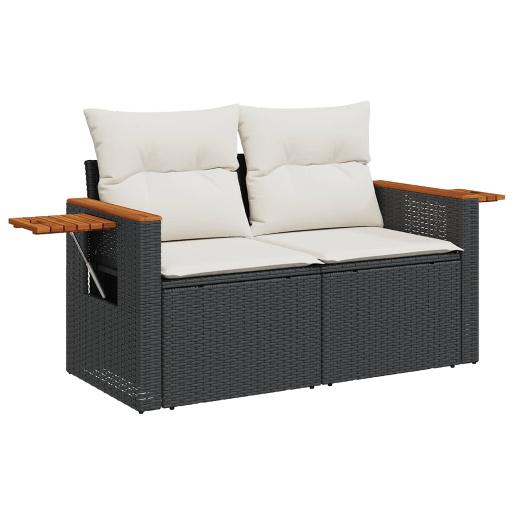 11-dijelni set vrtnih sofa od poliratana s jastucima crni