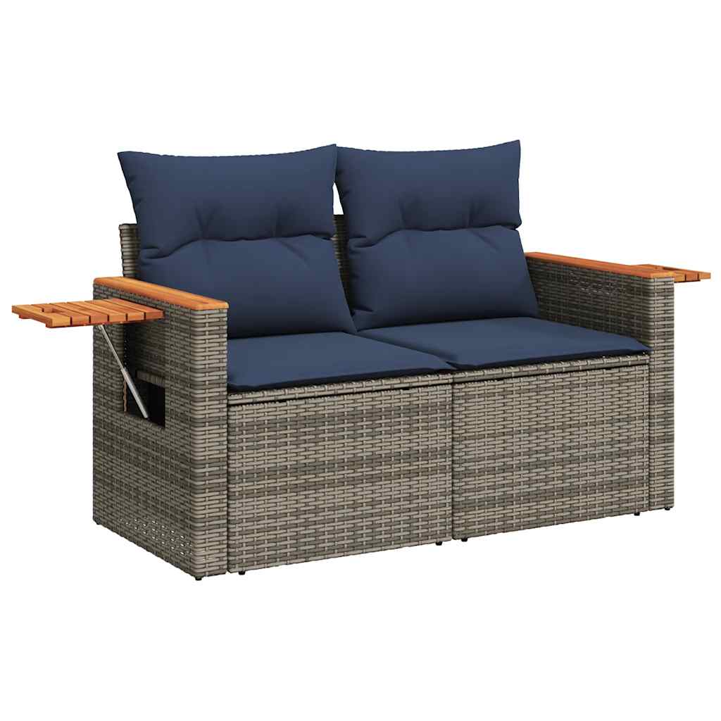 11-dijelni set vrtnih sofa od poliratana s jastucima sivi