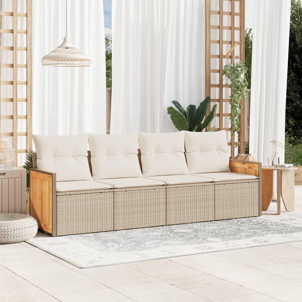 4-dijelni set vrtnih sofa s jastucima bež od poliratana