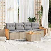 5-dijelni vrtni set sofa s jastucima bež od poliratana