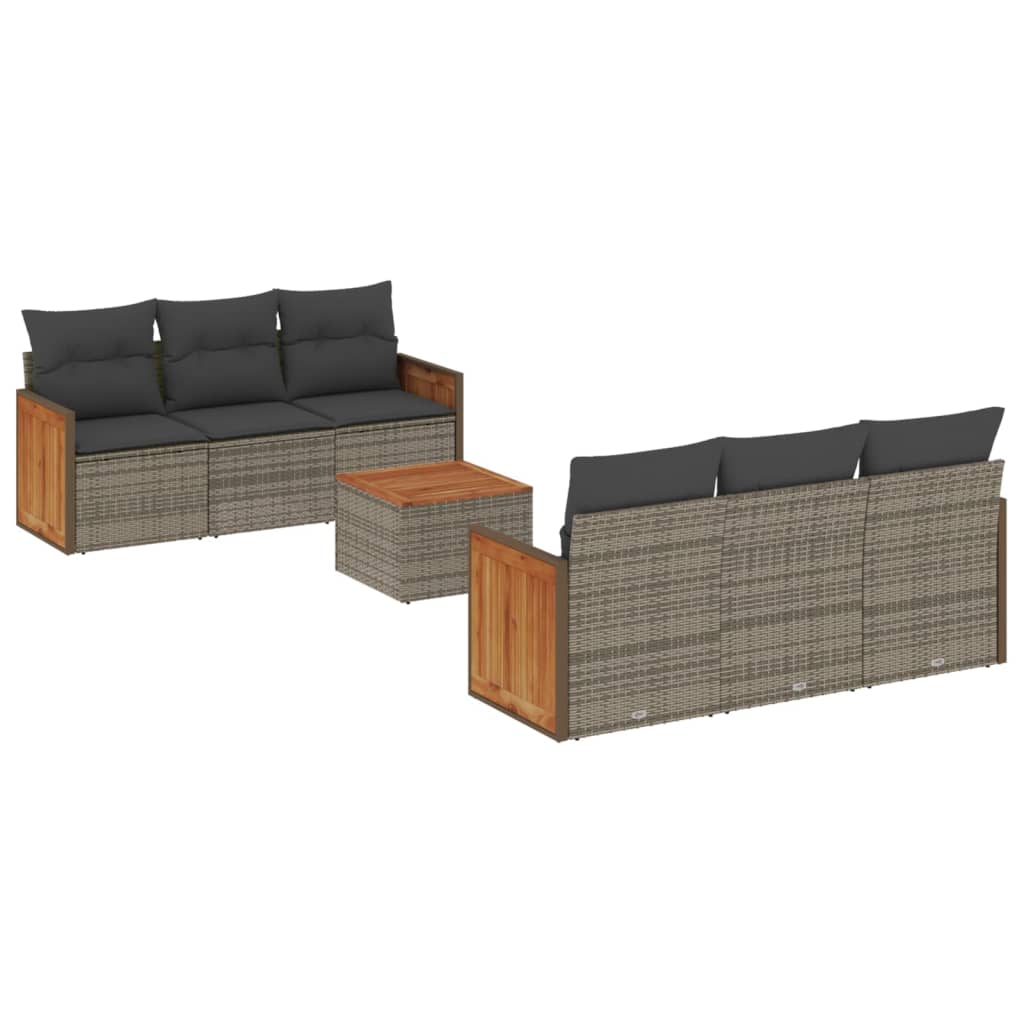 7-dijelni set vrtnih sofa sivi od poliratana