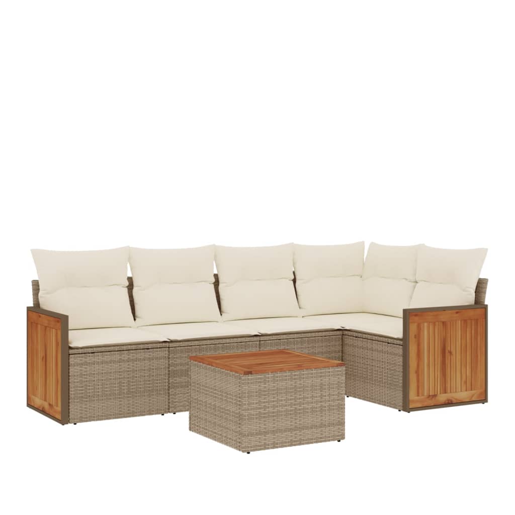 6-dijelni set vrtnih sofa s jastucima bež od poliratana 62 x 62 x 69 cm