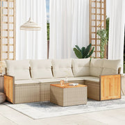 6-dijelni set vrtnih sofa s jastucima bež od poliratana 62 x 62 x 69 cm
