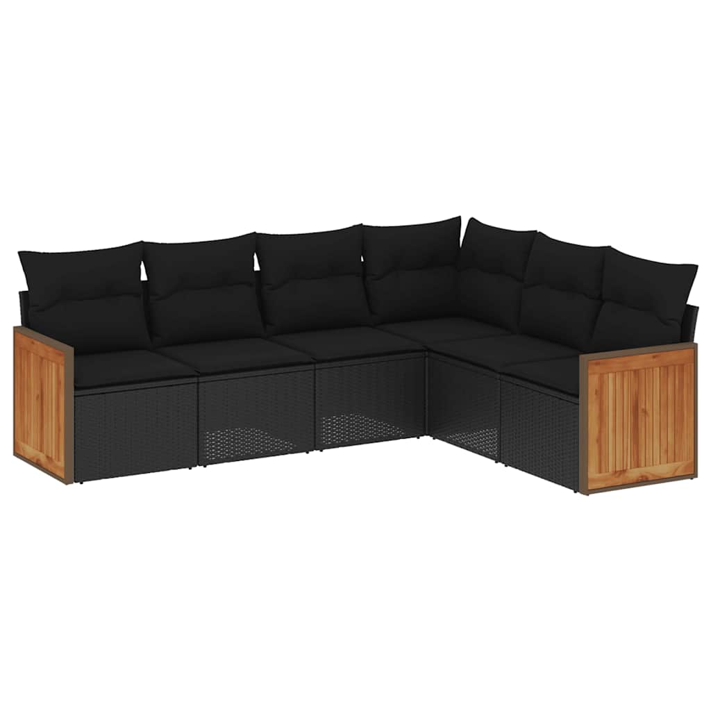 6-dijelni set vrtnih sofa s jastucima crni od poliratana