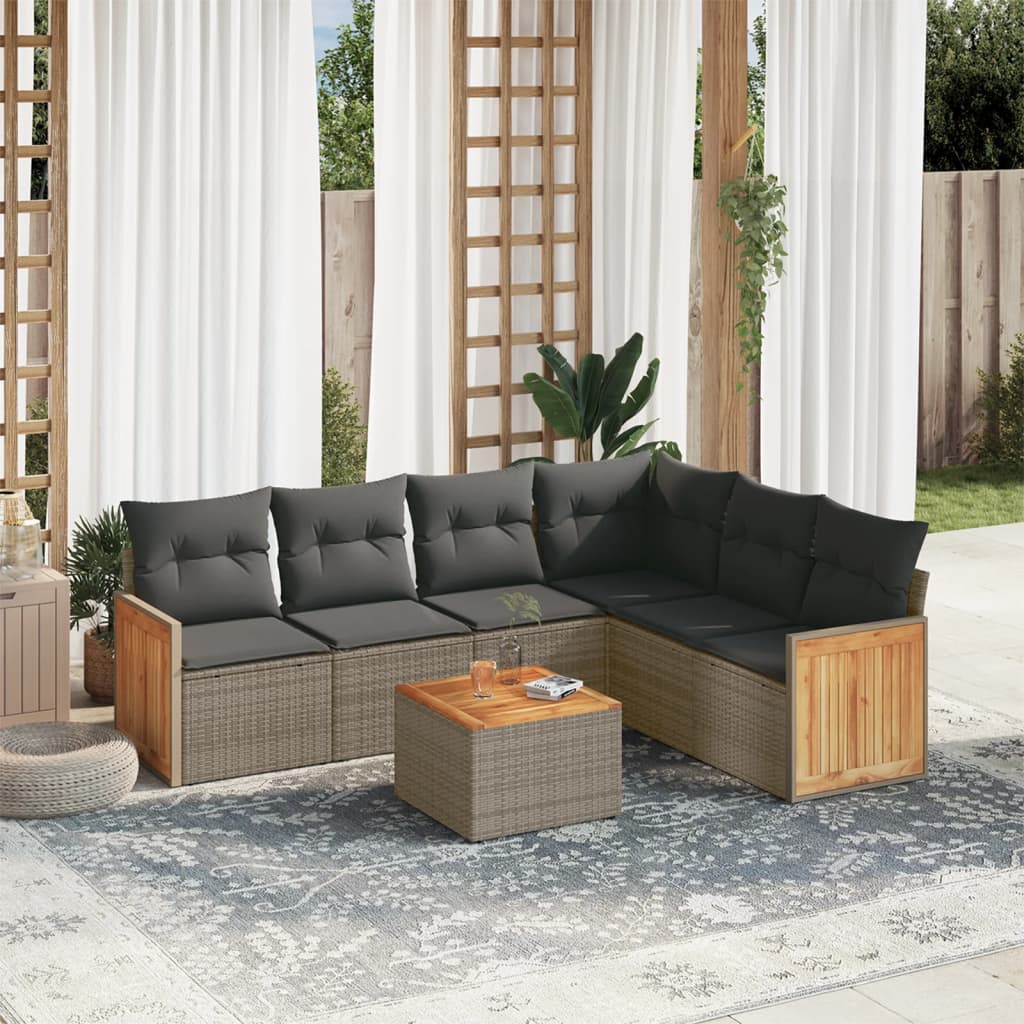 7-dijelni set vrtnih sofa sivi od poliratana