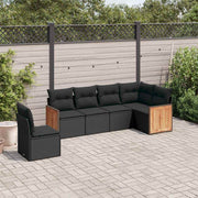 6-dijelni set vrtnih sofa s jastucima crni od poliratana