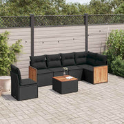 7-dijelni set vrtnih sofa od poliratana s jastucima crni