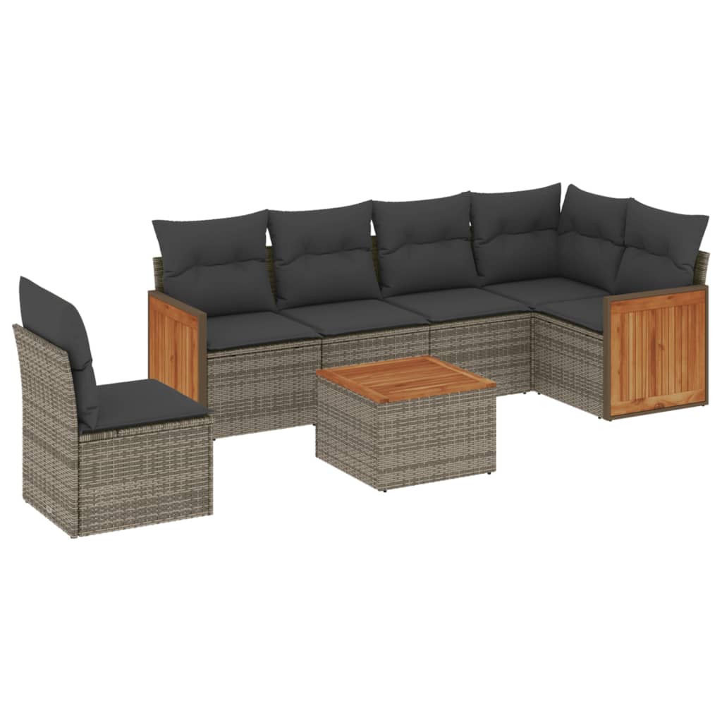 7-dijelni set vrtnih sofa sivi od poliratana