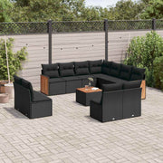 12-dijelni set vrtnih sofa od poliratana s jastucima crni