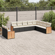 10-dijelni set vrtnih sofa s jastucima crni od poliratana