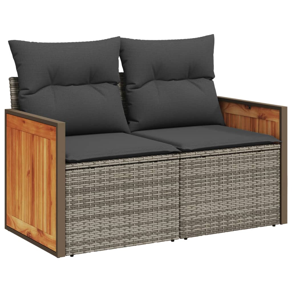 10-dijelni set vrtnih sofa od poliratana s jastucima sivi