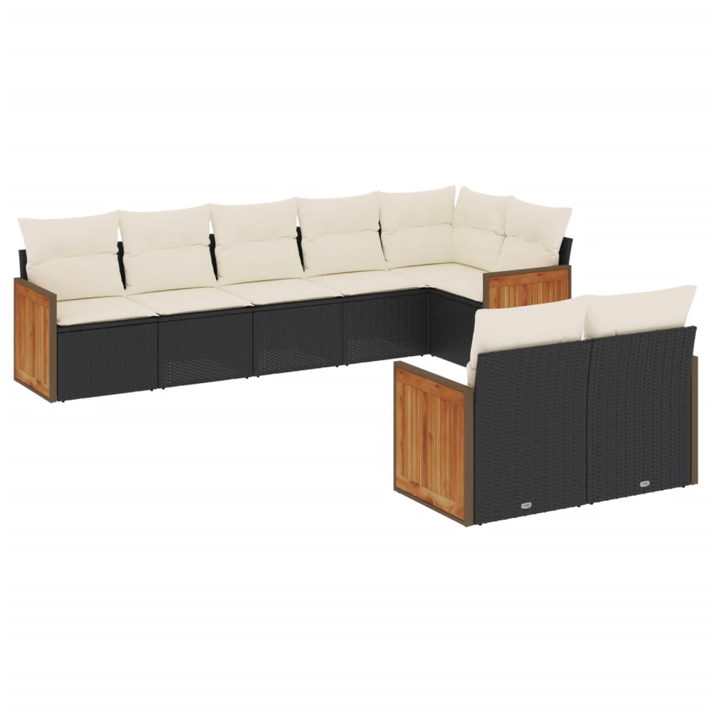 8-dijelni set vrtnih sofa od poliratana s jastucima crni