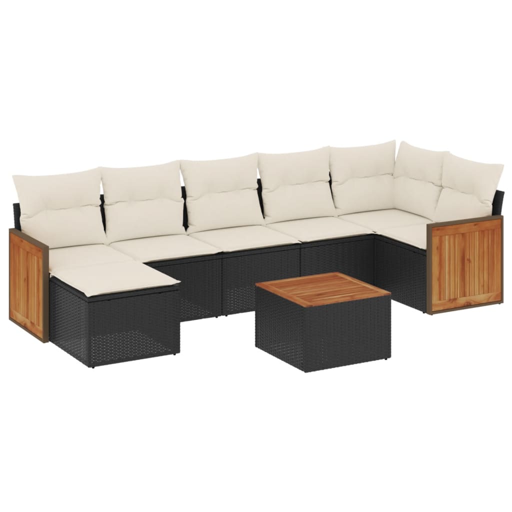 8-dijelni set vrtnih sofa od poliratana s jastucima crni