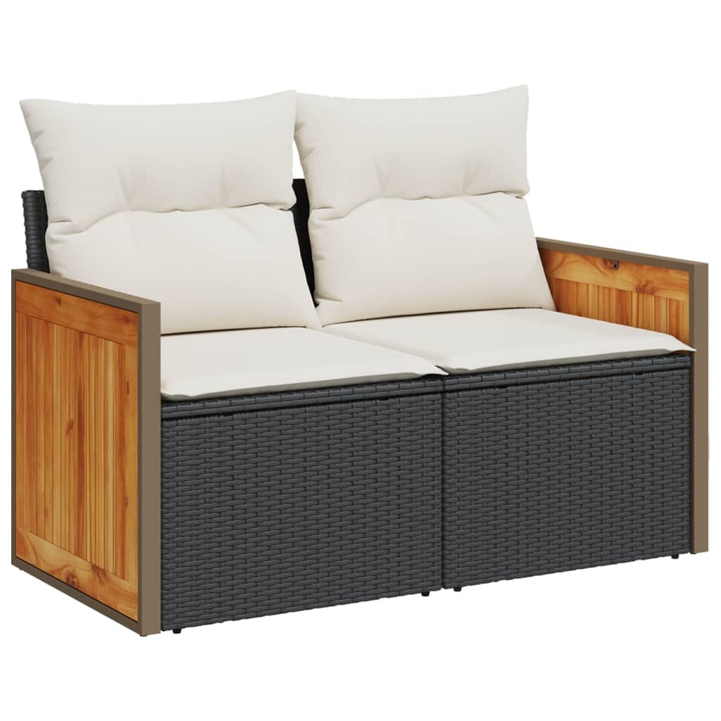8-dijelni set vrtnih sofa od poliratana s jastucima crni