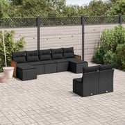 9-dijelni set vrtnih sofa s jastucima crni od poliratana