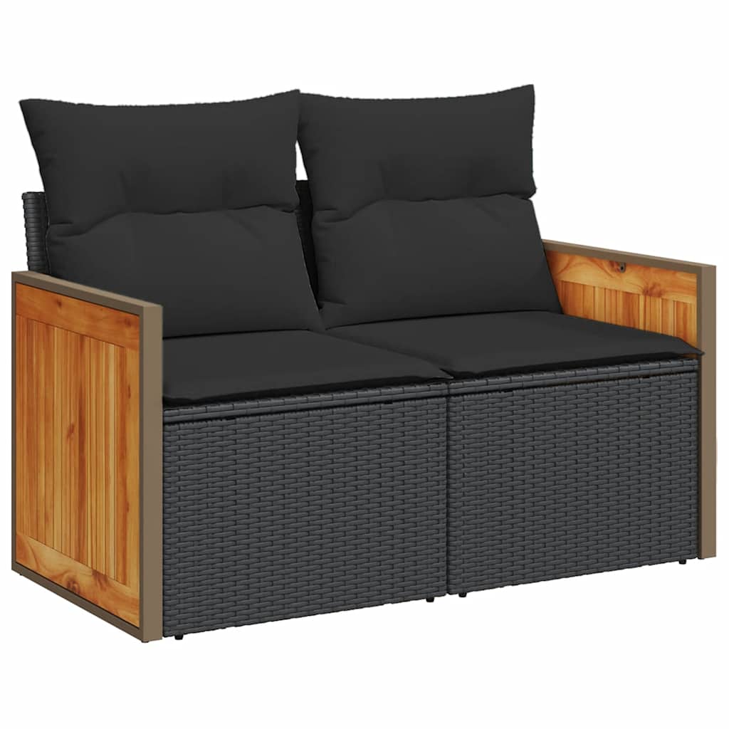 12-dijelni set vrtnih sofa od poliratana s jastucima crni