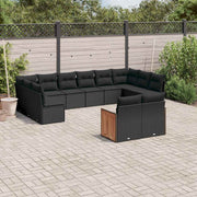 12-dijelni set vrtnih sofa od poliratana s jastucima crni