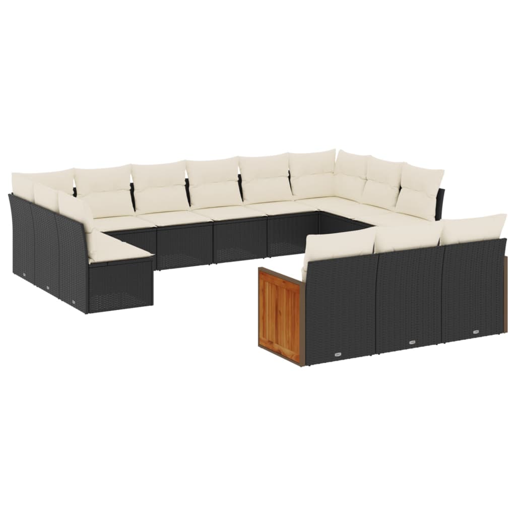 13-dijelni set vrtnih sofa s jastucima poliratan crni